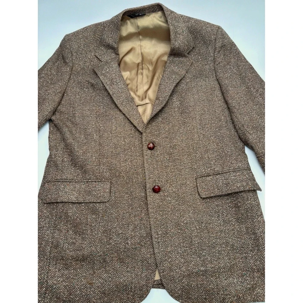 Emilio Pucci Firenze Brown Herringbone Tweed Wool Blazer Sport Coat Mens Vintage